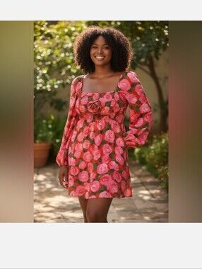 Show Me Your MuMu Pink Floral Becca Babydoll Dress Romantic XXL